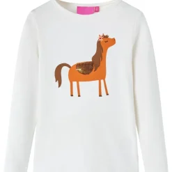 Langærmet T-shirt til børn str. 104 ecrufarvet