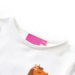 Langærmet T-shirt til børn str. 104 ecrufarvet