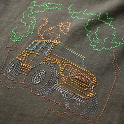 Langærmet T-shirt til børn str. 92 kakifarvet