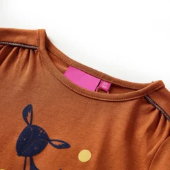 Langærmet T-shirt til børn str. 92 cognacfarvet