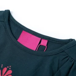 Langærmet T-shirt til børn str. 104 mørkegrøn