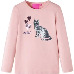 Langærmet T-shirt til børn str. 92 lyserød