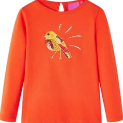 Langærmet T-shirt til børn str. 92 orange