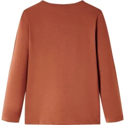 Langærmet T-shirt til børn str. 128 cognacfarvet