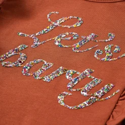 Langærmet T-shirt til børn str. 128 cognacfarvet