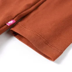Langærmet T-shirt til børn str. 128 cognacfarvet