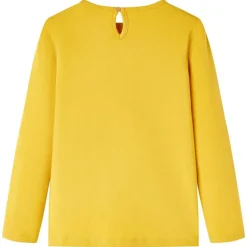 Langærmet T-shirt til børn str. 116 okkergul