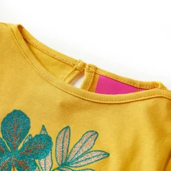 Langærmet T-shirt til børn str. 116 okkergul