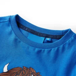 Langærmet T-shirt til børn str. 116 koboltblå