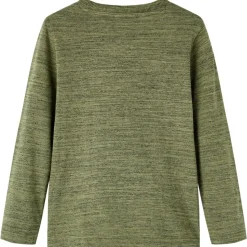 Langærmet T-shirt til børn str. 104 kakimeleret