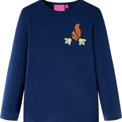 Langærmet T-shirt til børn str. 104 marineblå