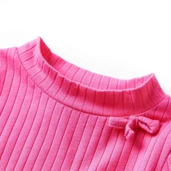 Langærmet T-shirt til børn str. 92 ribstrikket lyserød