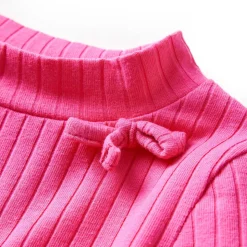 Langærmet T-shirt til børn str. 92 ribstrikket lyserød
