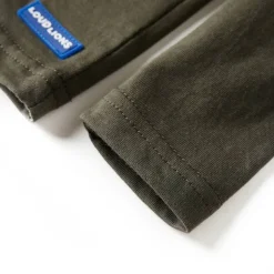 Langærmet T-shirt til børn str. 104 kakifarvet