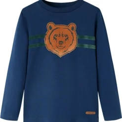 Langærmet T-shirt til børn str. 92 marineblå
