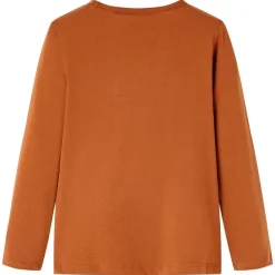 Langærmet T-shirt til børn str. 92 cognacfarvet