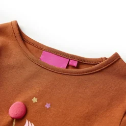 Langærmet T-shirt til børn str. 92 cognacfarvet