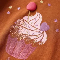 Langærmet T-shirt til børn str. 92 cognacfarvet