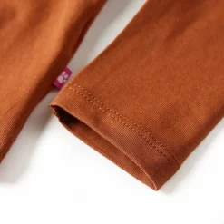 Langærmet T-shirt til børn str. 92 cognacfarvet