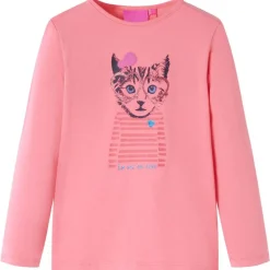 Langærmet T-shirt til børn str. 104 lyserød