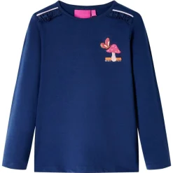 Langærmet T-shirt til børn str. 104 marineblå