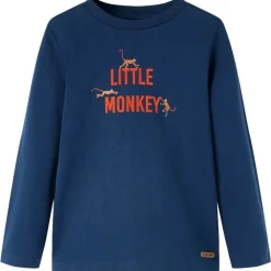 Langærmet T-shirt til børn str. 92 marineblå