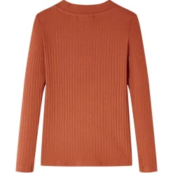 Langærmet T-shirt til børn str. 92 cognacfarvet