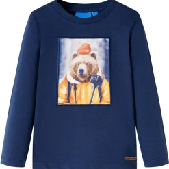 Langærmet T-shirt til børn str. 140 blåmeleret