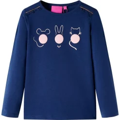Langærmet T-shirt til børn str. 116 marineblå