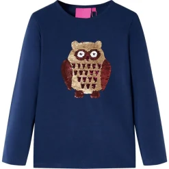 Langærmet T-shirt til børn str. 92 marineblå