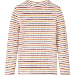 Langærmet T-shirt til børn str. 92 mock-rullekrave ecrufarvet