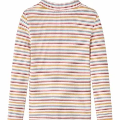 Langærmet T-shirt til børn str. 92 mock-rullekrave ecrufarvet