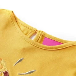 Langærmet T-shirt til børn str. 104 okkergul