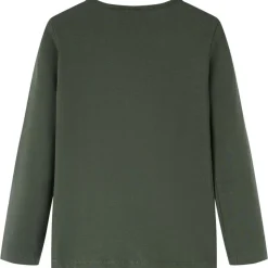 Langærmet T-shirt til børn str. 92 kakifarvet
