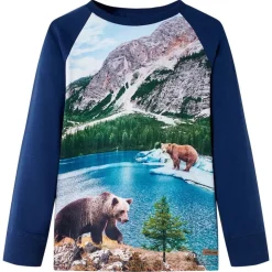 Langærmet T-shirt til børn str. 104 marineblå