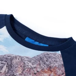 Langærmet T-shirt til børn str. 104 marineblå