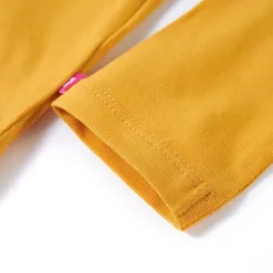 Langærmet T-shirt til børn str. 104 okkergul