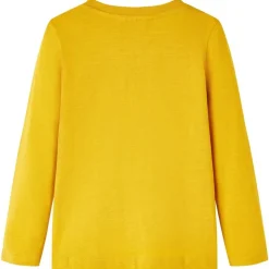 Langærmet T-shirt til børn str. 104 okkergul