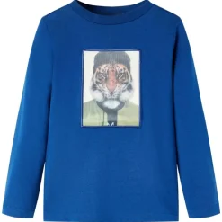 Langærmet T-shirt til børn str. 128 mørkeblå
