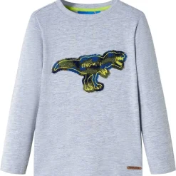 Langærmet T-shirt til børn str. 104 gråmeleret