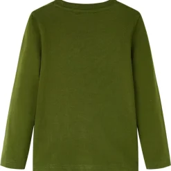 Langærmet T-shirt til børn str. 104 kakifarvet