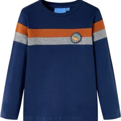 Langærmet T-shirt til børn str. 104 marineblå
