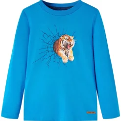 Langærmet T-shirt til børn str. 92 koboltblå