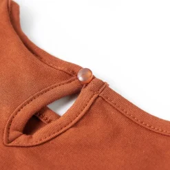 Langærmet T-shirt til børn str. 128 cognacfarvet