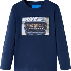 Langærmet T-shirt til børn str. 104 blåmeleret
