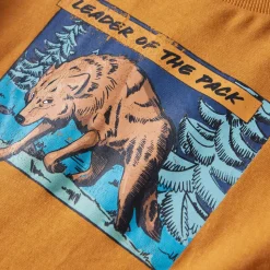 Langærmet T-shirt til børn str. 104 okkergul