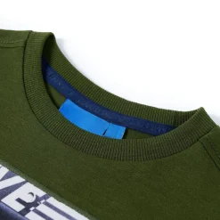 Langærmet T-shirt til børn str. 104 mørk kakifarvet