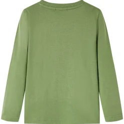 Langærmet T-shirt til børn str. 104 lys kakifarve