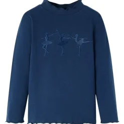 Langærmet T-shirt til børn str. 104 marineblå