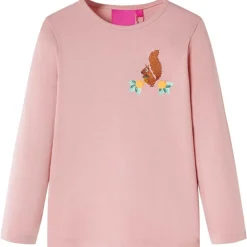 Langærmet T-shirt til børn str. 104 lyserød